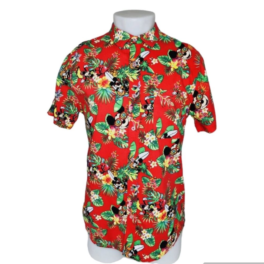 Disney Mens Aloha Hawaiian Shirt Mickey Mouse